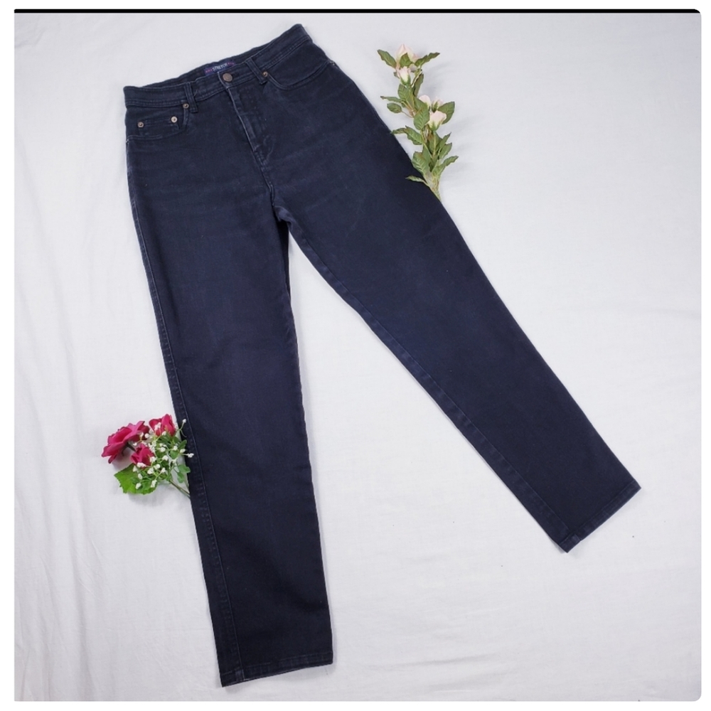 Vintage Bill Blass dark academia ultra high rise black mom jeans Size 6 on Trend